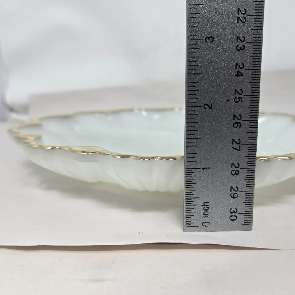 Anchor Hocking Fire-King Milk Glass-Gold Relish Cheese Cracker Dish 3 Sections